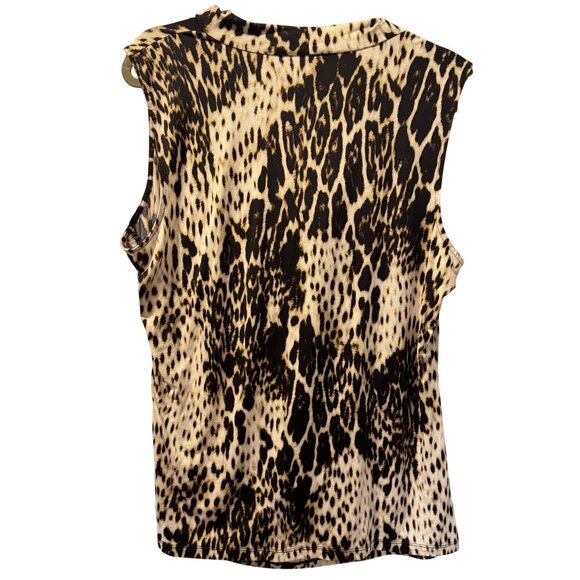 Worthington Womens Sleeveless Cowl Neck Animal Print Top Sz XL blouse - Picture 9 of 12